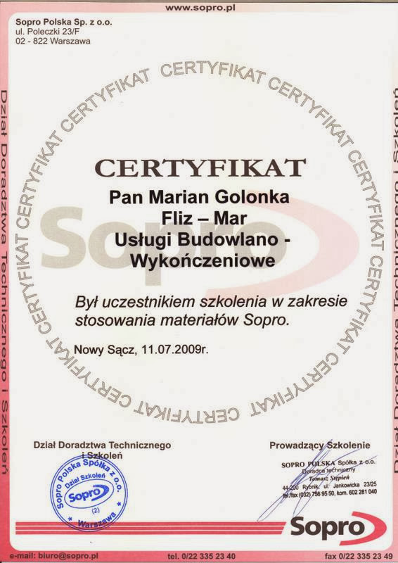 Certyfikat Sopro IV
